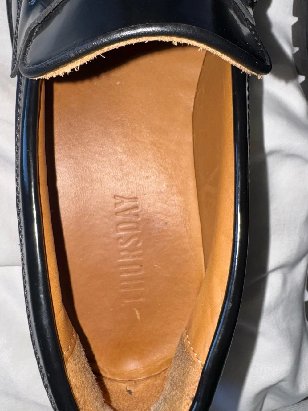 Thursday Boot Company Black Patent Leather Horsebit Loafers